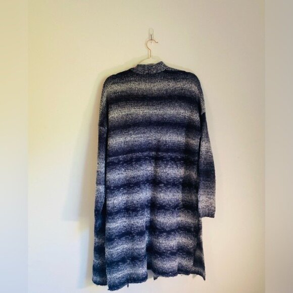 Sonoma Blue Gradient Striped Open-Front Duster Sweater Size L - Picture 2 of 7